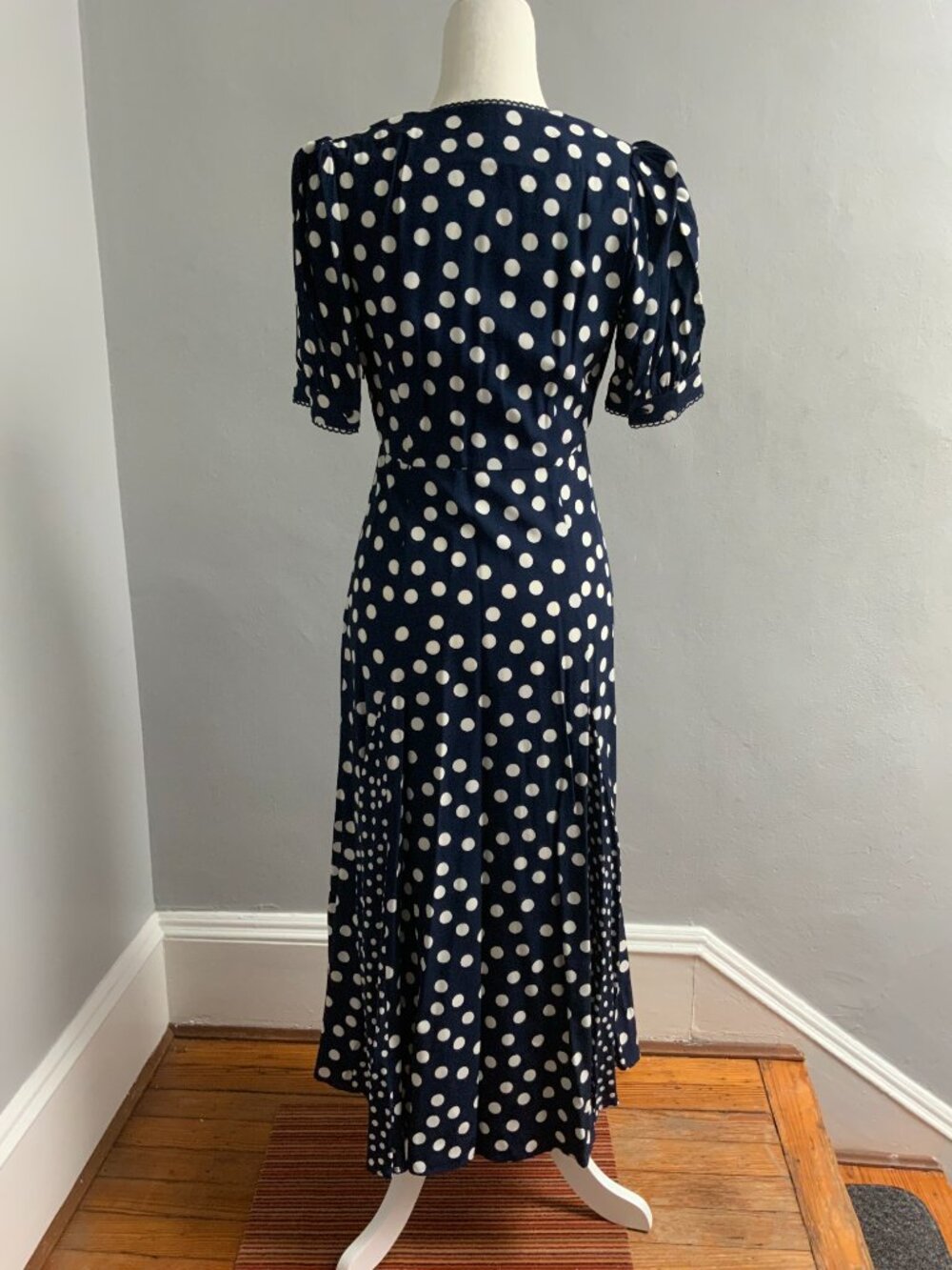 Boden's Rosie Godet Tea Dress-French Navy, Abstract Dot - Size 6US (Size 10UK) - Picture 2 of 9